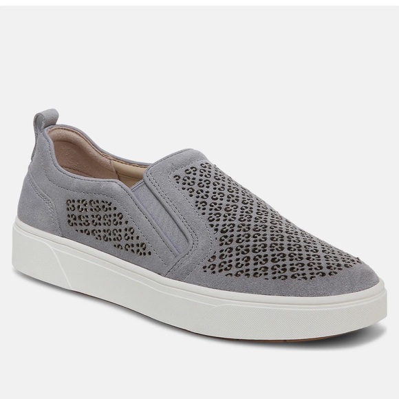 Vionic Shoes - VIONIC Kimmie Perf Gray Suede Sneakers Slip On White Sole  Size 10